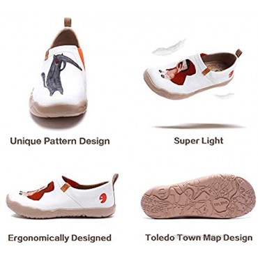 UIN Women's Flats Canvas Lightweight Sneakers Slip Ons Walking Casual Art Painted Travel Holiday Shoes Princess's Garden