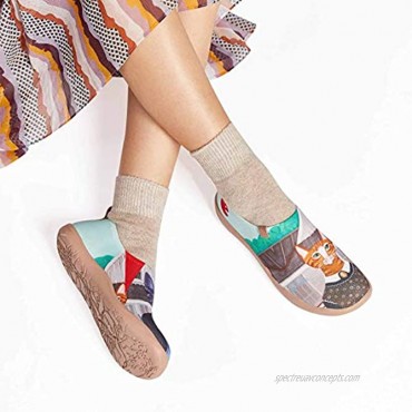 UIN Women's Walking Travel Shoes Slip On Casual Loafers Lightweight Comfort Fashion Sneaker Modern Art
