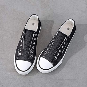 Women's Fashion Sneakers Slip on Shoes White Tennis Shoes Canvas Walking Shoes Womens Casual Shoes Flats