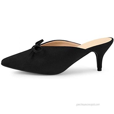 Allegra K Women's Pointed Toe Mid Slides Heel Mules