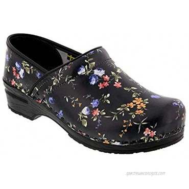 Bjork Professional Mimosa Floral Leather Clogs