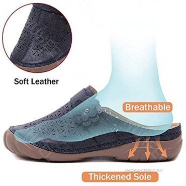Clogs for Womens Summer Beach Sandals Ladies Mule Clogs Hollow Out Flower Retro Backless Slippers Shoes Outdoor Closed Toe Clogs Comfort Slip On Wedges Garden Mules Flat Casual Anti Slip Loafer Flat