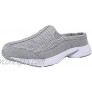 FANTURE Womens Mesh Breathable Casual Sneakers Clog Mule Ultra Lightweight Slip on Walking Shoes Genuine Suede Leather U420Sneaker077-Light Grey-06-37