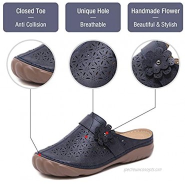 Solacozy Clogs Shoes for Women Slip on Mules Casual Summer Slippers Handmade Clogs and Mules Soft Beach Sandals Ladies Flowers Summer Shoes