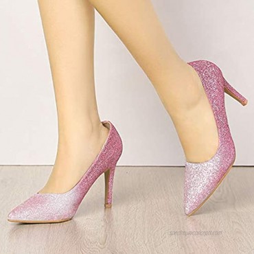Allegra K Women's Party Glitter Stiletto High Heels Pumps