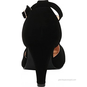 Cambridge Select Women's Teardrop Cutout T- Strap Mary Jane Dress Pump