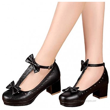 getmorebeauty Women's Lolita Shoes Vintage Sweet T-Straps Bows Mary Janes Shoes