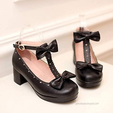 getmorebeauty Women's Lolita Shoes Vintage Sweet T-Straps Bows Mary Janes Shoes