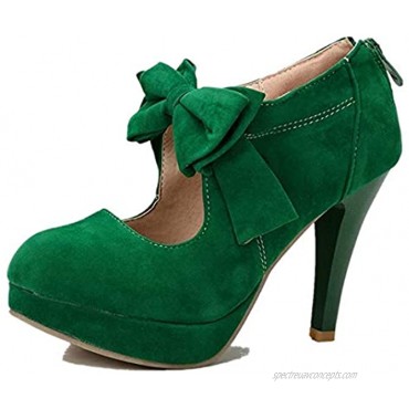 JimysCo Women's Classic Vintage Small Bow Platform High Heel Pumps Shoes