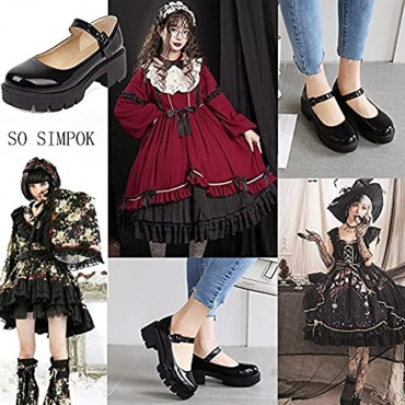 SO SIMPOK Women Gothic Lolita Mary Janes Platform Dress Cosplay Party Chunky Heels
