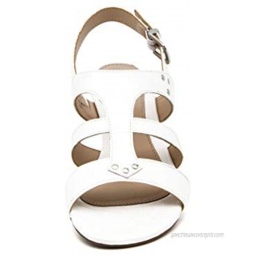 Alaruba Women's Adjustable Ankle Strap Sandals Faux Patent Leather Silver Buckle