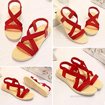 Husmeu Women's Flat Sandals for Women Casual Summer Open Toe Platform Flat Heels Comfortable Beach Sandal Shoes