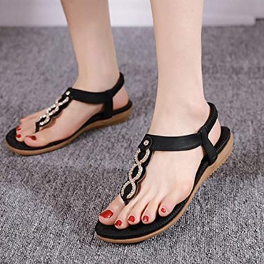 SANMIO Women Summer Flat Sandals Shoes,Bohemian T Strap Prime Thong Shoes Flip Flop Shoes