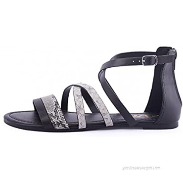 Women's Flat Sandals Gladiator Strappy Ankle Strap Flat Sandals