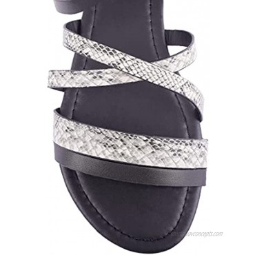 Women's Flat Sandals Gladiator Strappy Ankle Strap Flat Sandals