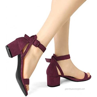 Allegra K Women's Ankle Strap Block Low Heel Sandals