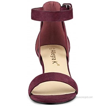 Allegra K Women's Ankle Strap Block Low Heel Sandals