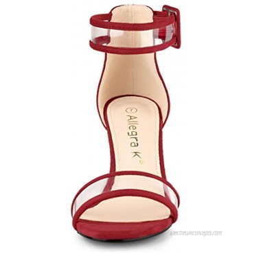 Allegra K Women's Clear Ankle Strap Chunky Heels Sandals