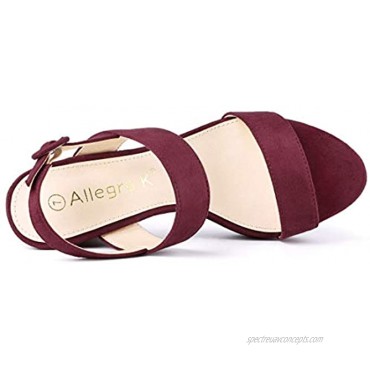 Allegra K Women's Slingback Platform Chunky Heel Sandals