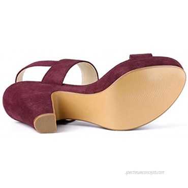 Allegra K Women's Slingback Platform Chunky Heel Sandals