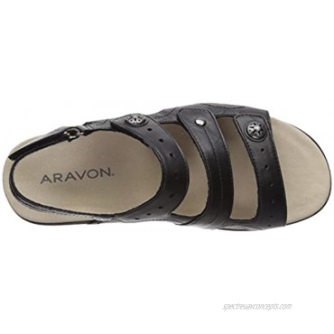 Aravon Women's Power Comfort Three Strap Heeled Sandal