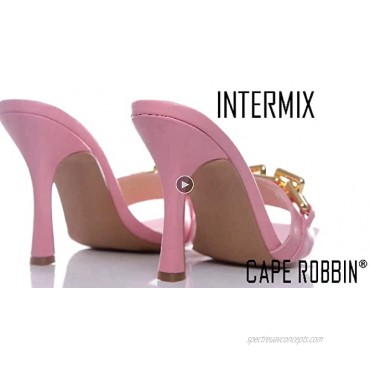 Cape Robbin Intermix Sexy Stiletto High Heels for Women Square Open Toe Shoes Heels