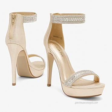 DREAM PAIRS Women's Open Toe Wedding Rhinestone Platform High Stiletto Bride Dress Pump Heel Sandals