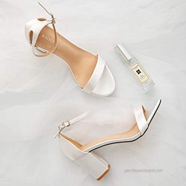 Women's Heeled Sandals Chunky Open Toe Ankle Strap Wedding Dress Pump Fashion Shoes 2.76 Inch