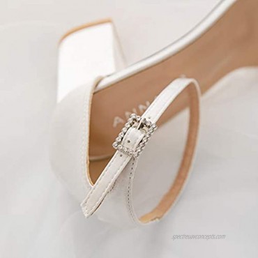 Women's Heeled Sandals Chunky Open Toe Ankle Strap Wedding Dress Pump Fashion Shoes 2.76 Inch