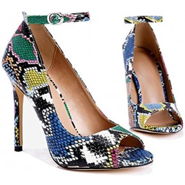 Womens Leopard Stiletto Sandal Heels High Ankle Strap Peep Toe Snake Floral Stripper D'Orsay Pumps