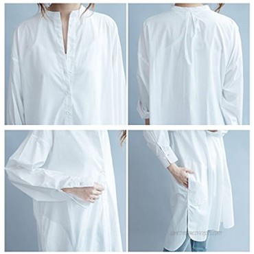 Ninmon Shares Women O-Neck Long Sleeve Button Down Hem Cut Out T-Shirts Dresses Plus Size