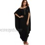 Verdusa Women's Boat Neck Batwing Sleeve Caftan Harem Oversized Maxi Dress