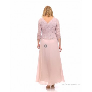 Alex Evenings Women's Plus Size Long Lace Mock Dress