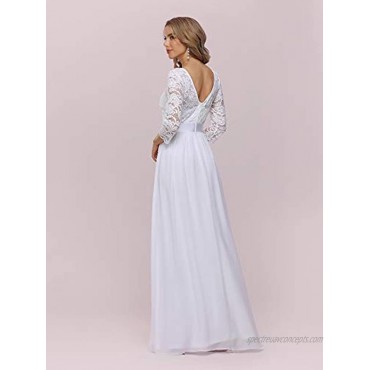 Ever-Pretty Women Elegant 3 4 Sleeve Empire Waist Maxi Bridesmaid Dresses 07412