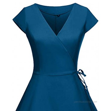 GownTown Women's 1950's Classic Cap Sleeve Wrap Dress