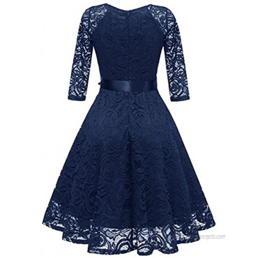 Lace Midi Dress Swing A-Line for Tea Cocktail Party Dinner Work Wedding Prom