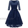Lace Midi Dress Swing A-Line for Tea Cocktail Party Dinner Work Wedding Prom