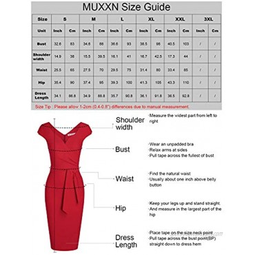 MUXXN Women's Classic Retro Deep V Neck Tie Waist Formal Cocktail Dress