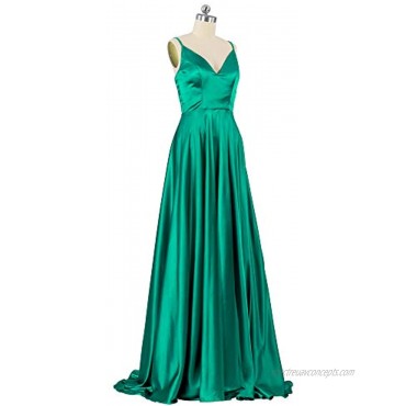 Prom Dresses 2021 Women's Evening Dress Side Slit Military Ball Gown Silk Like Satin Party Dress