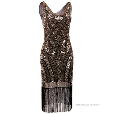 VIJIV 1920s Vintage Inspired Sequin Embellished Fringe Prom Gatsby Flapper Dress