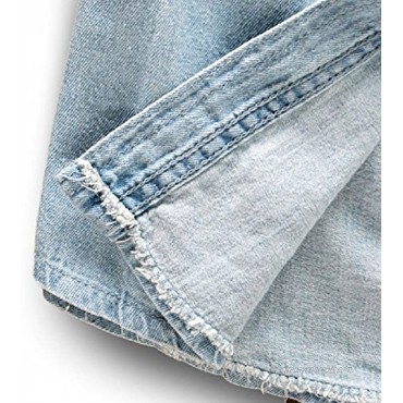AvaCostume Women's Long Sleeve Double Pocket Slim-fit Jean Denim Shirt