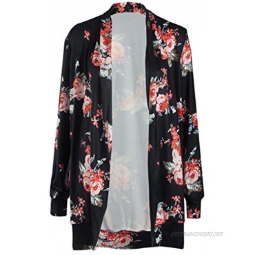 ECOWISH Womens Boho Irregular Long Sleeve Wrap Kimono Cardigans Casual Coverup Coat Tops Outwear S-3XL