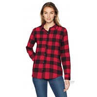Essentials Women's Classic-Fit Long-Sleeve Lightweight Plaid Flannel Shirt