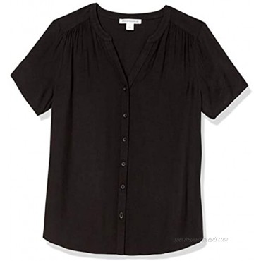 Essentials Women's Short-Sleeve Woven Blouse