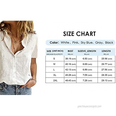 HOTAPEI Sexy White Blouses for Women Casual V Neck Solid Color Womens Short Cuffed Sleeve Tops