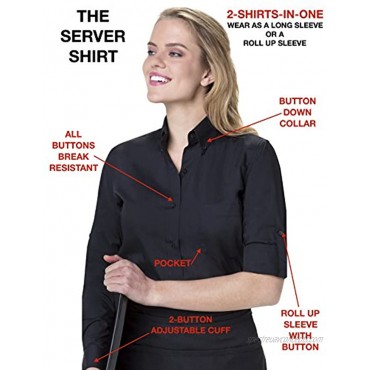 Server Shirts Women’s Button-Down Shirt Long Sleeve Button Down Collar Pocket Style Ava