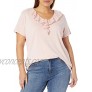 Chaps Women's Plus Size Ruffled Lace Collar Soft Cotton T Shirt