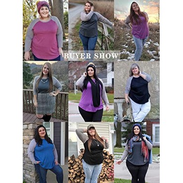 DOLNINE Plus Size Tops for Women Raglan Long Sleeve Tunic Shirts