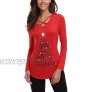 iClosam Womens Sexy Cross Front V-Neck Long Sleeve Christmas Letter Print T-Shirt Tunic Tops