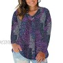IMIDO Womens Tops Plus Size Tie-Dye Floral V Neck Tee Shirts Casual Soft Buttons up Tunic Short Long Sleeve